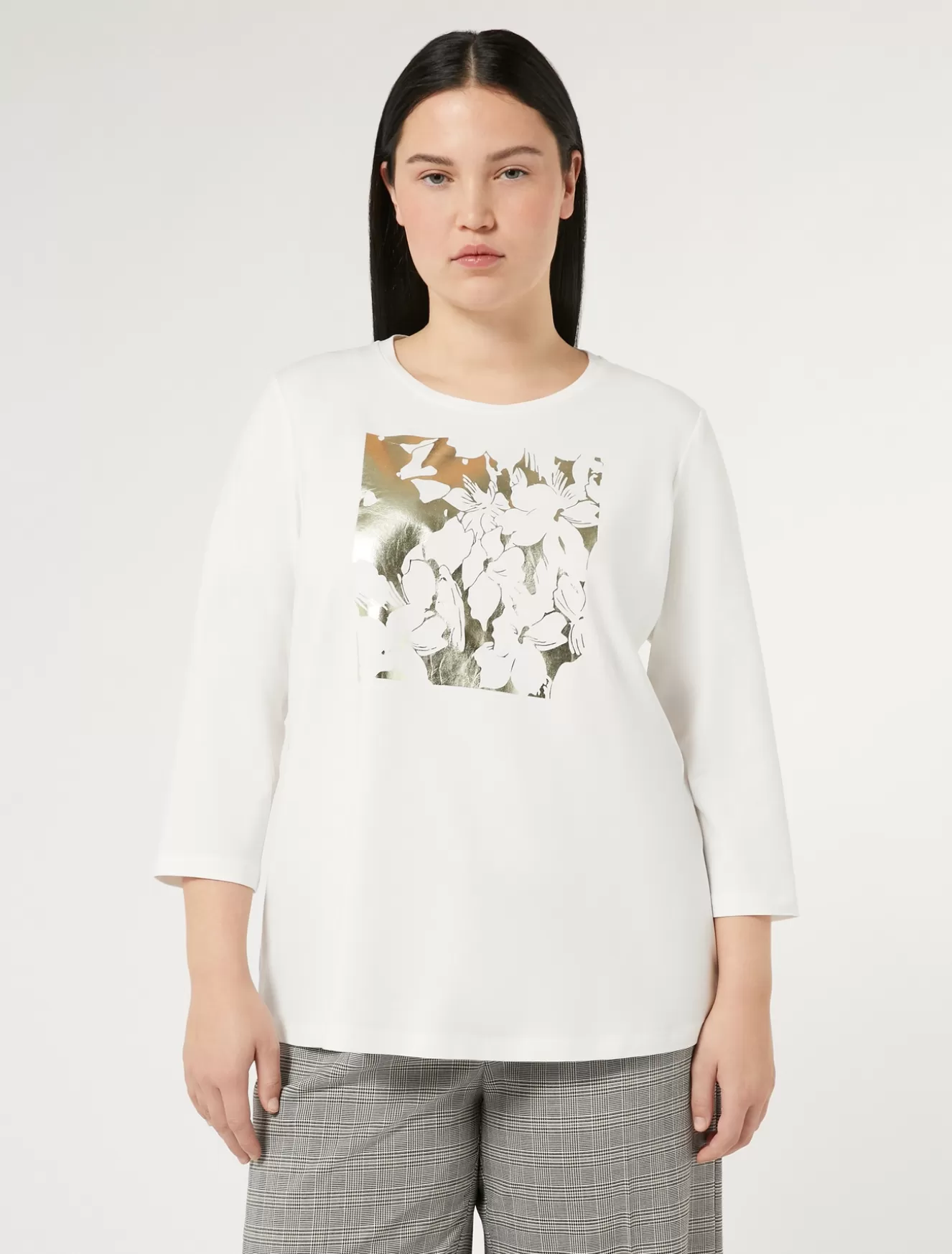 Tops & T-shirts | Tops & T-shirts<Marina Rinaldi T-Shirt aus Stretch-Baumwolljersey WEISS