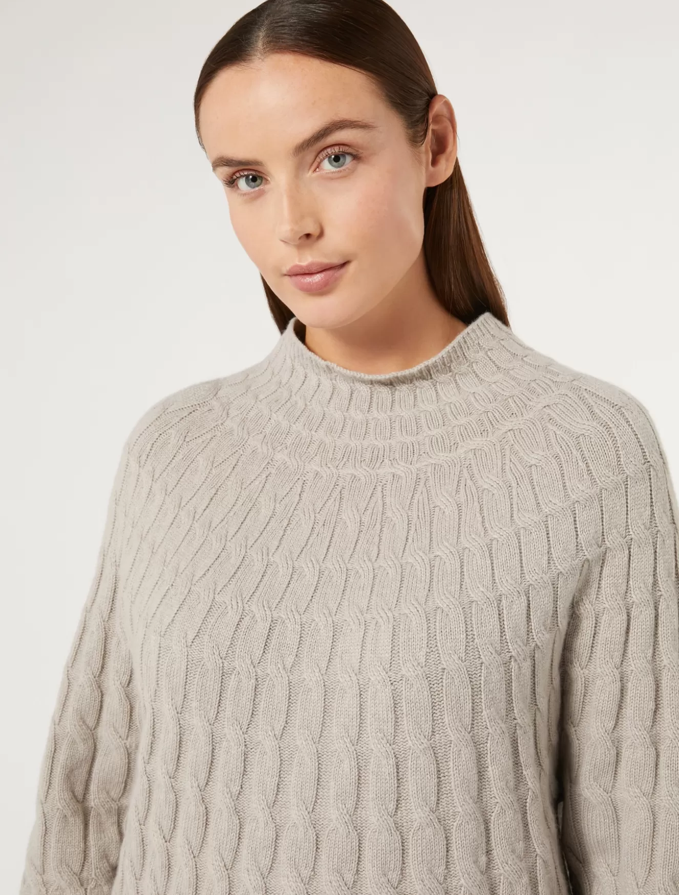 Pullover Und Strickwaren | Pullover Und Strickwaren<Marina Rinaldi Zopfstrickpullover aus Kaschmir-Mischung TAUBENGRAU